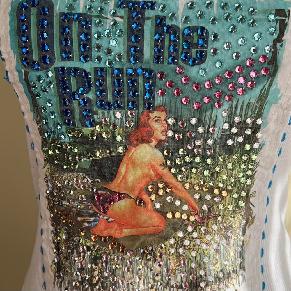 NEW True Rebel Graphic / Rhinestone Tank Top  SZ-S - Picture 2 of 7